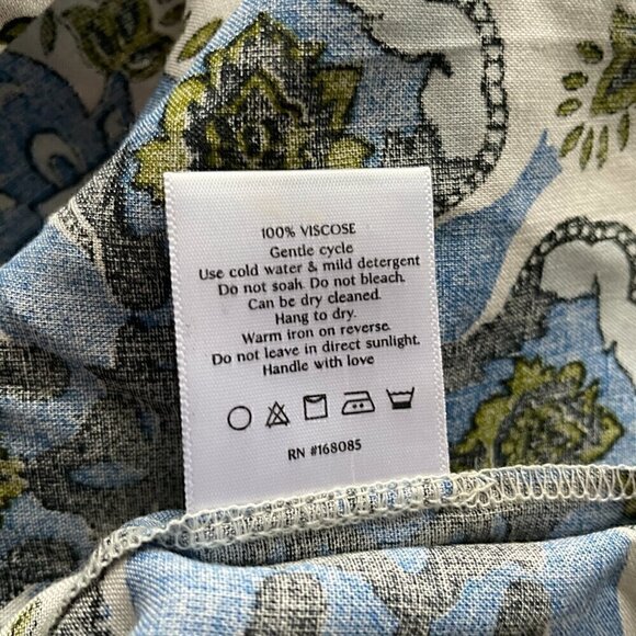 Beyond by Vera Lara Dress Wildflower Blue Floral Boho Size S Missing Belt - Picture 8 of 9